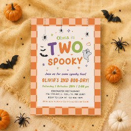 Två spöklika Halloween-ghost 2-års födelsedagsinbj Inbjudningar