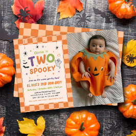 Två spöklika Halloween-spöken 2-års födelsedagsfot Inbjudningar