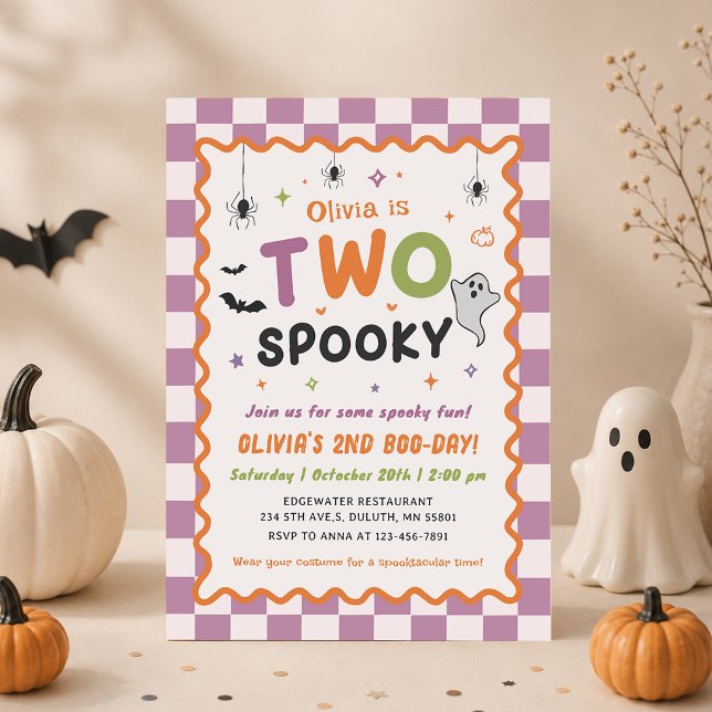 Två spöklika Halloween-spöken 2-års födelsedagsinb Inbjudningar (Skapare uppladdad)