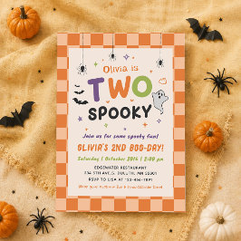 Två spöklika Halloween-spöken 2-års födelsedagsinb Inbjudningar