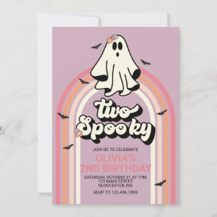 Två spöklika Retro Halloween Ghost Födelsedag Inbjudningar