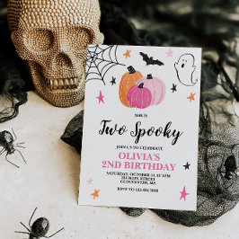 Två spöklika rosa Halloween-inbjudan till 2-årsdag Inbjudningar
