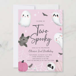 Två spöklika rosa spöken andra födelsedagsinbjudan inbjudningar