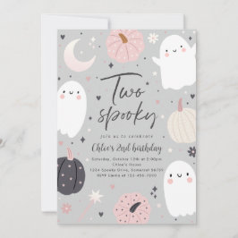 Två Spooky Boho Halloween Ghost 2:a födelsedagen P Inbjudningar