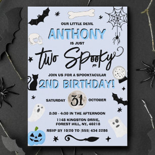 Två Spooky! Boys Halloween 2:a födelsedagen Inbjudningar