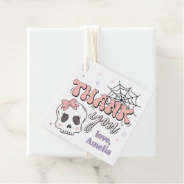 Två Spooky Cute Rosa Halloween Birthday Tack Gåvor Etiketter