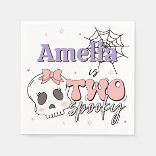 Två Spooky Cute Rosa Halloween-Födelsedagsfest Pappersservett