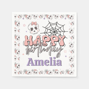 Två Spooky Cute Rosa Halloween-Födelsedagsfest Pappersservett