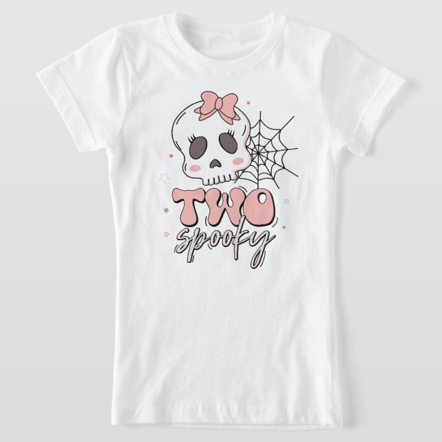 Två Spooky Cute Rosa Halloween Namn Birthday T Shirt (Laydown)