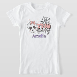 Två Spooky Cute Rosa Halloween Namn Birthday T Shirt