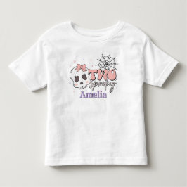 Två Spooky Cute Rosa Halloween Namn Birthday T Shirt
