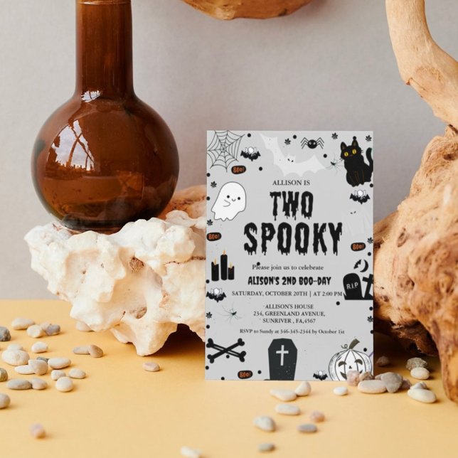 Två Spooky Ghost Halloween 2:a födelsedagen party Inbjudningar (Skapare uppladdad)