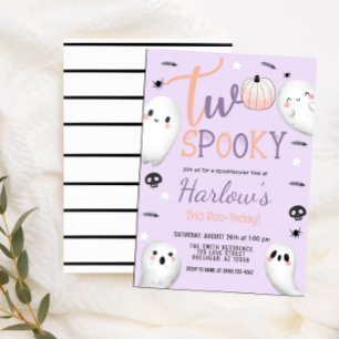Två Spooky Ghost Pastel Lila Halloween Birthday Inbjudningar
