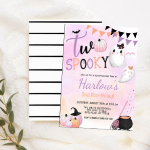 Två Spooky Ghost Pastel Rosa Halloween Birthday Inbjudningar