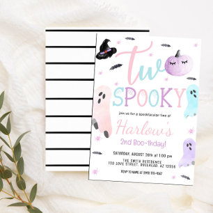 Två Spooky Ghost Pastel Rosa Halloween Birthday Inbjudningar