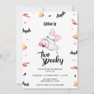 Två Spooky Girl 2:a Boo Day Halloween Birthday Inbjudningar