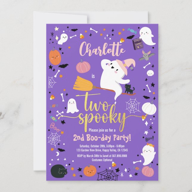 Två Spooky Girl 2:a födelsedagen Halloween fest (Framsida)