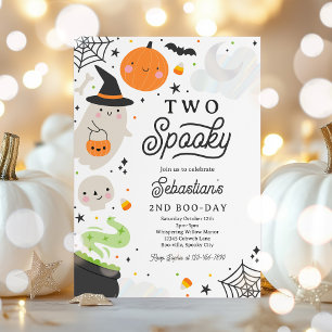 Två Spooky Halloween Bly Ghost 2:a födelsedagen Pa Inbjudningar