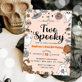 Två Spooky Halloween Cute Ghost-Födelsedagsfest Inbjudningar