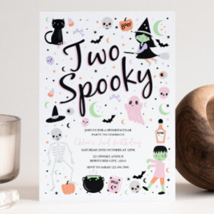 Två Spooky Halloween Födelsedagsfest inbjudan