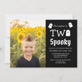 Två Spooky Halloween Ghost 2:a födelsedagen Inbjudningar