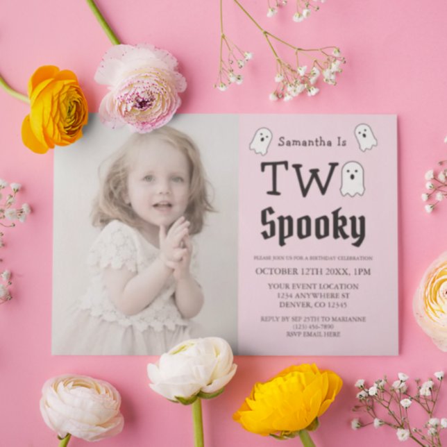 Två Spooky Halloween Ghost 2:a födelsedagen Inbjudningar (Skapare uppladdad)