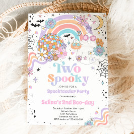 Två Spooky Halloween Groovy Ghost 2:a födelsedagen Inbjudningar