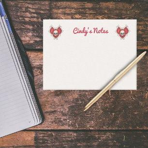 Två Spooky Red Hearts med vita ben och Döskallar Post-it Block
