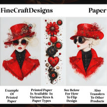 Två Steampunk-kvinnor i rött CH4-skrapbok Papper