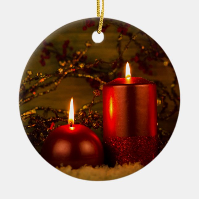 Två stearinljus juldekoration (Framsidan)