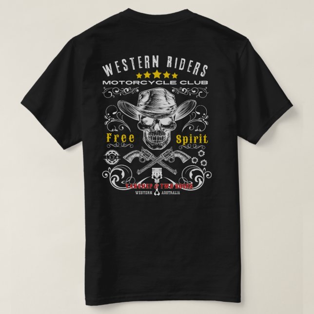 Två Sten-motorcyklar Klubb T-Shirt (Design baksida)