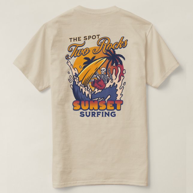 Två Sten-Surfor och Beach T-Shirt (Design baksida)