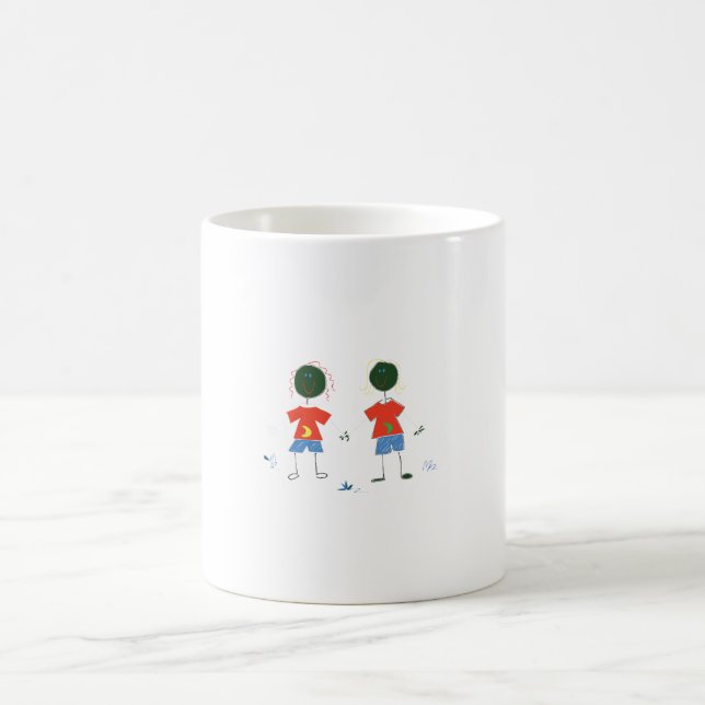 TVÅ STICK FIGURER. KAFFEMUGG (Center)