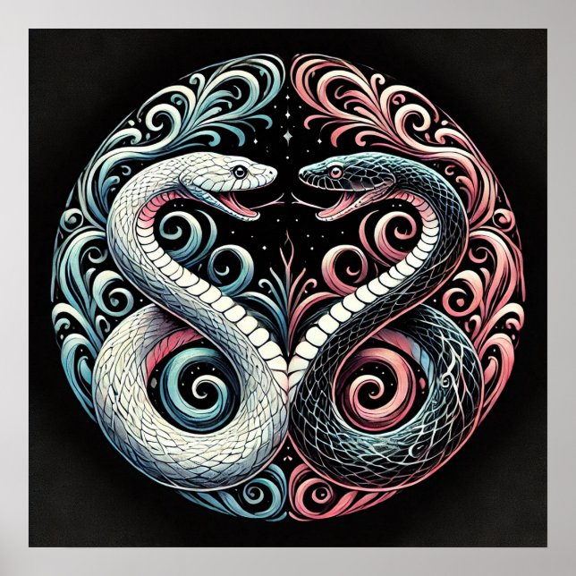 Två stiliserade ormar poster (Framsidan)