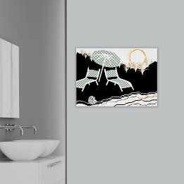 Två stolar för dopning vid solnedgång poster