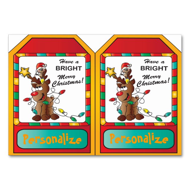 Två stora Märkre - Tecknad renar och mus Bordsnummer (Framsidan)