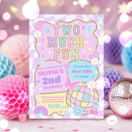 Två stora Roligtar Groovy Preppy Varsity 2:a födel Inbjudningar