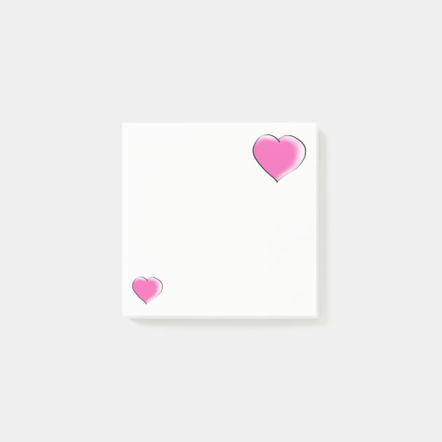 Två stora rosa hjärtan post-it block (Framsida)