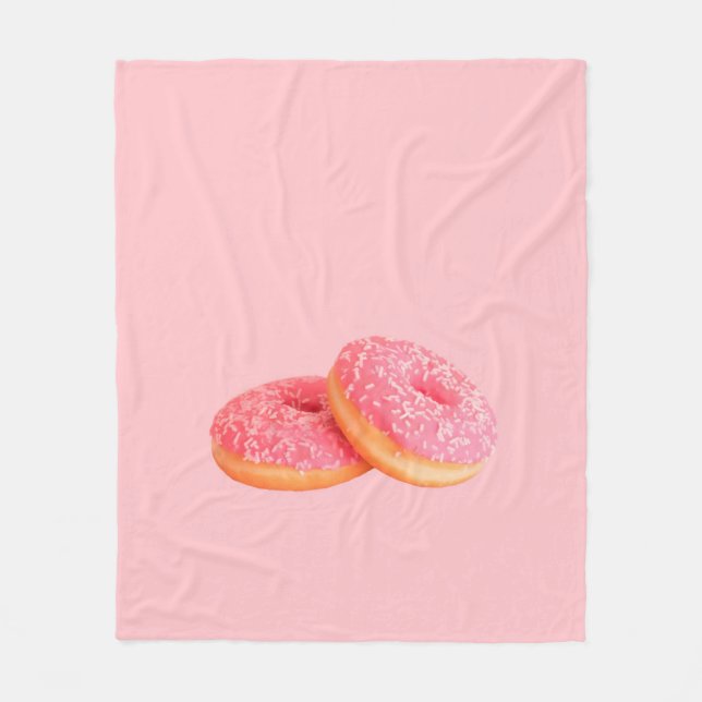 TVÅ STRAWBERRY DOUGHNUTS MED SPRINKLES FLEECEFILT (Framsidan)