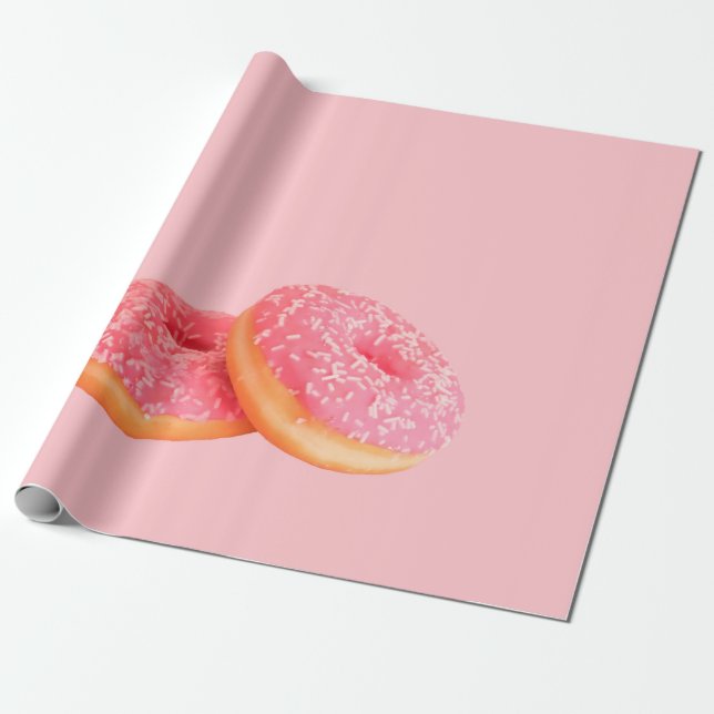 TVÅ STRAWBERRY DOUGHNUTS MED SPRINKLES PRESENTPAPPER (Utrullad)