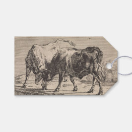 Två stridsbullar (av Paulus Potter) Presentetikett