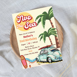 Två Surfa av stranden på havets strand 2:a födelse Inbjudningar