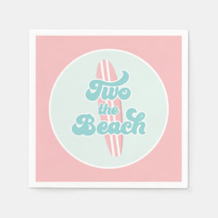 Två Surfan Beach 2:a födelsedag Pappra Tallrikar Pappersservett