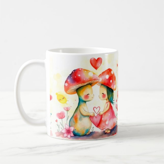Två svampar älskare kaffemugg (Vänster)