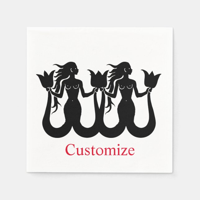 Två Svan-Sjöjungfruar Silhouette Thunder_Cove Pappersservett (Framsidan)