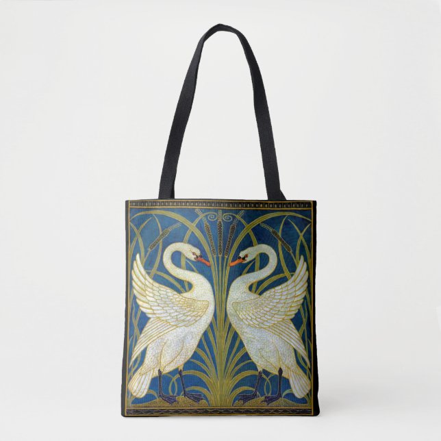 Två Svanar Art Deco Tote Bag Tygkasse (Framsida)