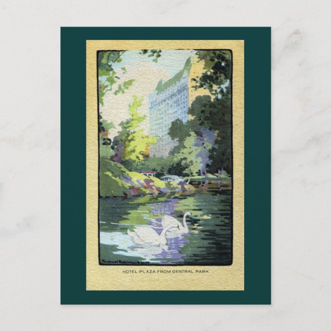 Två Svanar i centrala parken Sjö Vykort (Framsida)