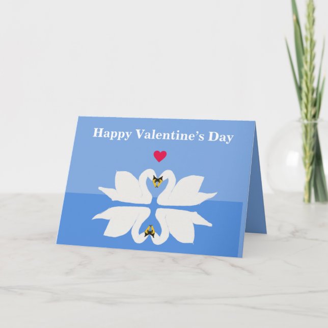 Två Svanar i klassisk hjärtdos Kort (Framsida)