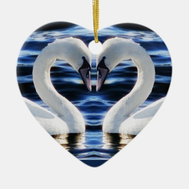 Två svanar julgransprydnad keramik (Framsidan)