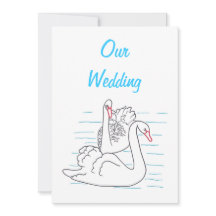 Två Svanar simmar Teckning bröllopsinbjudningar